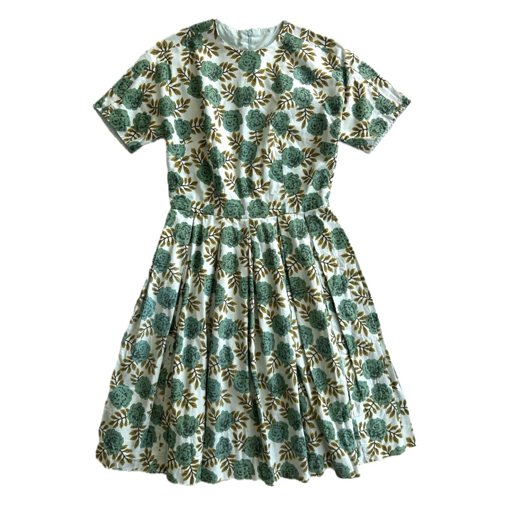 Handmade Vintage 1960s Simplicity Pattern Fit & Flare Floral Retro Cotton Dress
